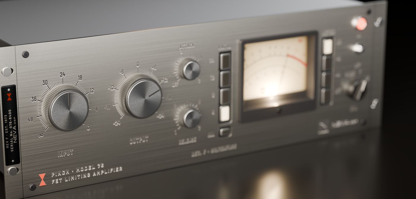 PINCH-76 Rev F analog compressor plug-in, brushed silver faceplate