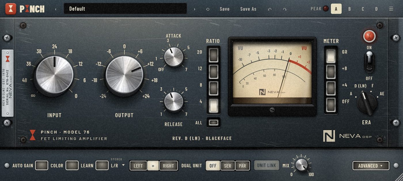 PINCH-76 FET compressor plug-in, Rev D (LN) blackface panel